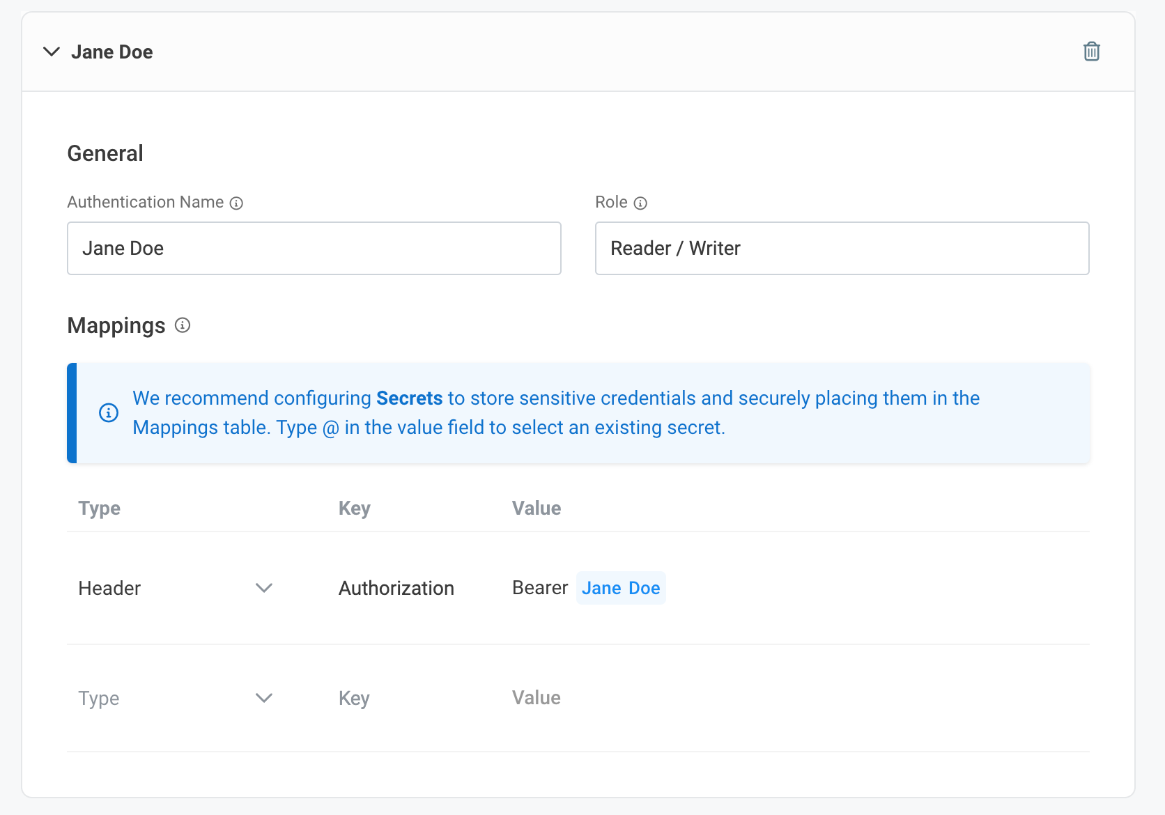 Screenshot of auth profile